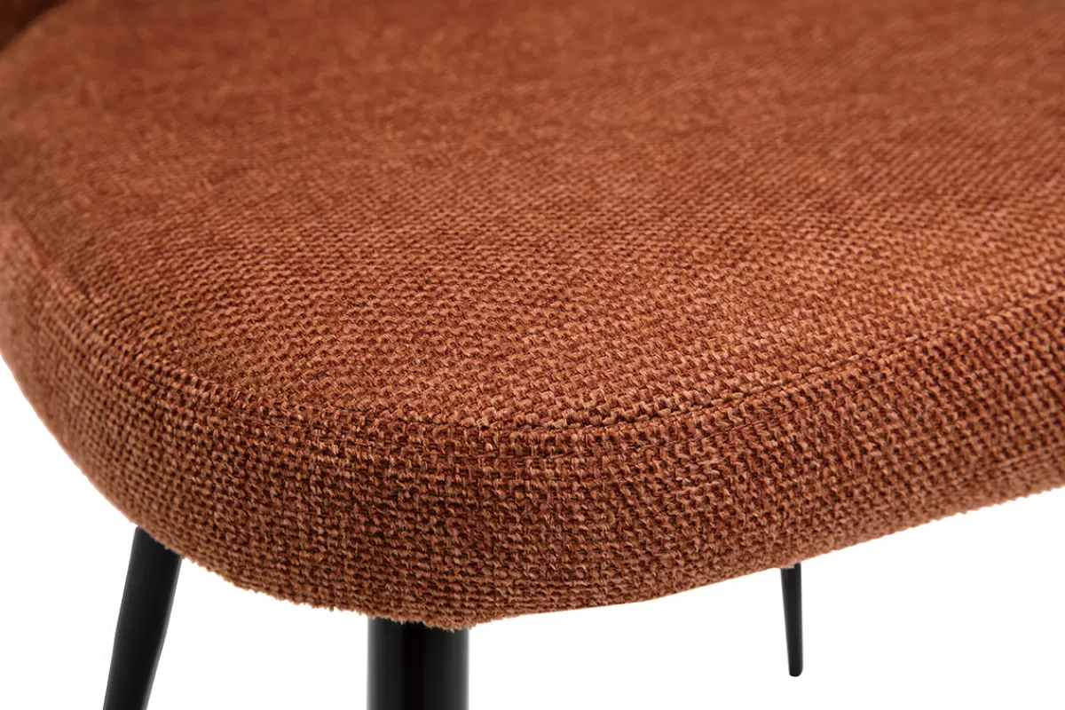 Miliboo Sillas Modernas-Set de 2 sillas de tejido efecto aterciopelado texturizado terracota y metal negro MONTI