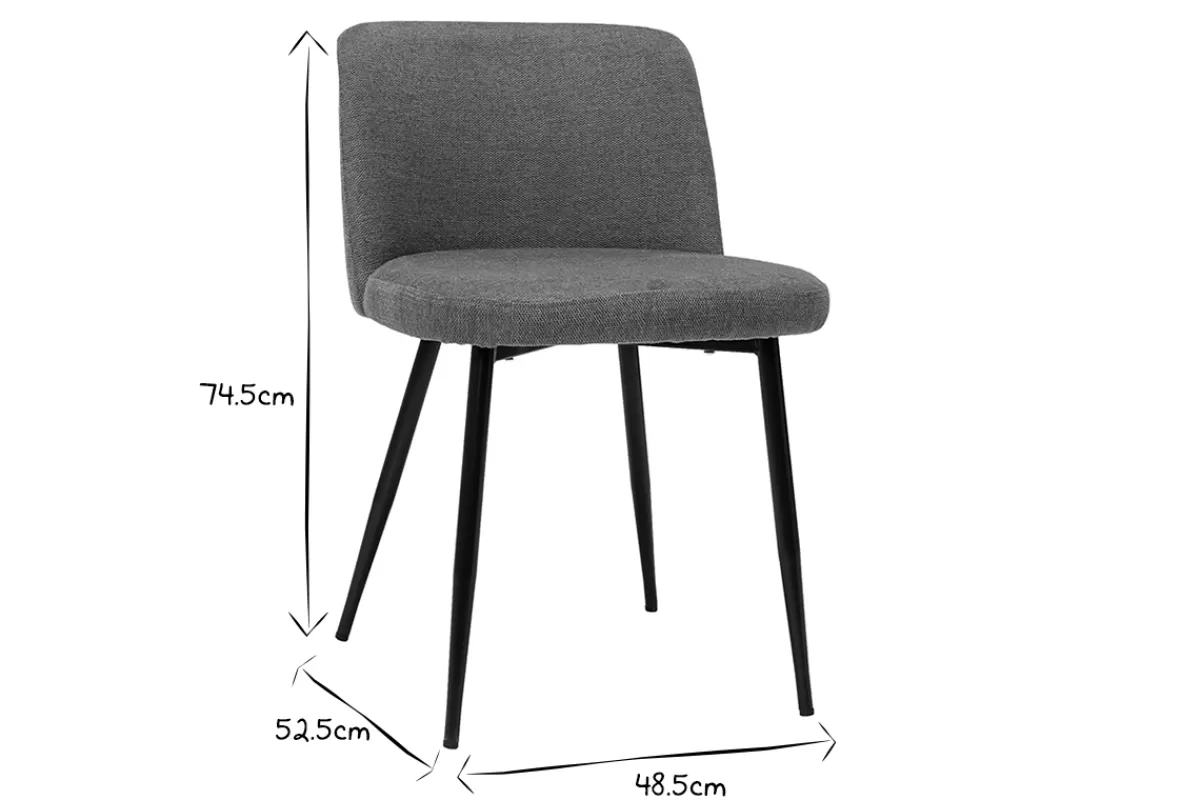 Miliboo Sillas Modernas-Set de 2 sillas de tejido efecto aterciopelado texturizado terracota y metal negro MONTI