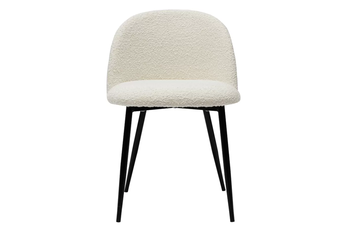 Miliboo Sillas Modernas-Set de 2 sillas de tejido efecto borreguillo color crudo y metal negro CELESTE