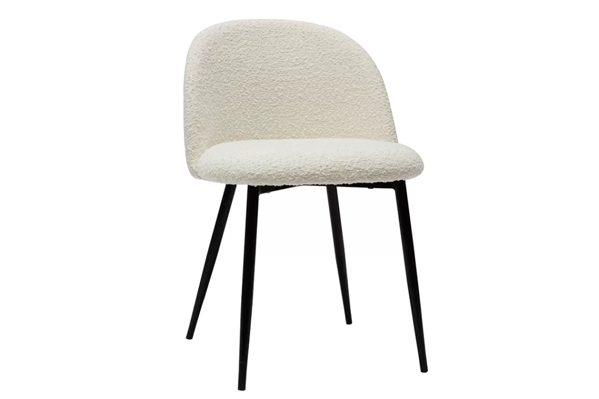 Miliboo Sillas Modernas-Set de 2 sillas de tejido efecto borreguillo color crudo y metal negro CELESTE