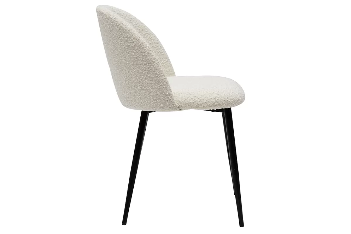 Miliboo Sillas Modernas-Set de 2 sillas de tejido efecto borreguillo color crudo y metal negro CELESTE