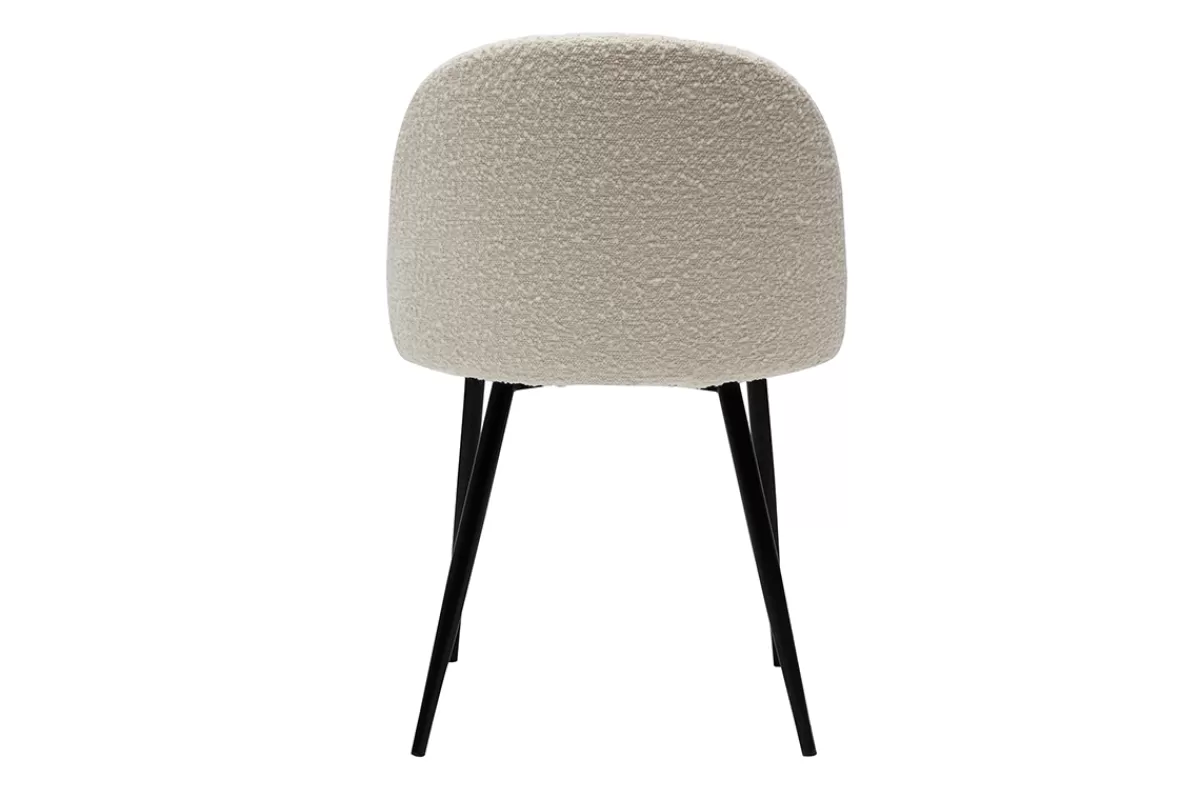 Miliboo Sillas Modernas-Set de 2 sillas de tejido efecto borreguillo color crudo y metal negro CELESTE