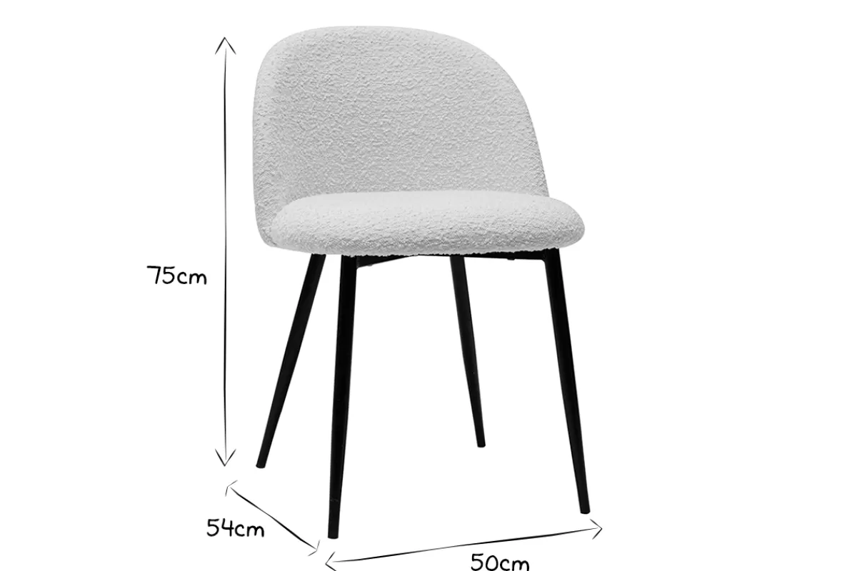 Miliboo Sillas Modernas-Set de 2 sillas de tejido efecto borreguillo color crudo y metal negro CELESTE