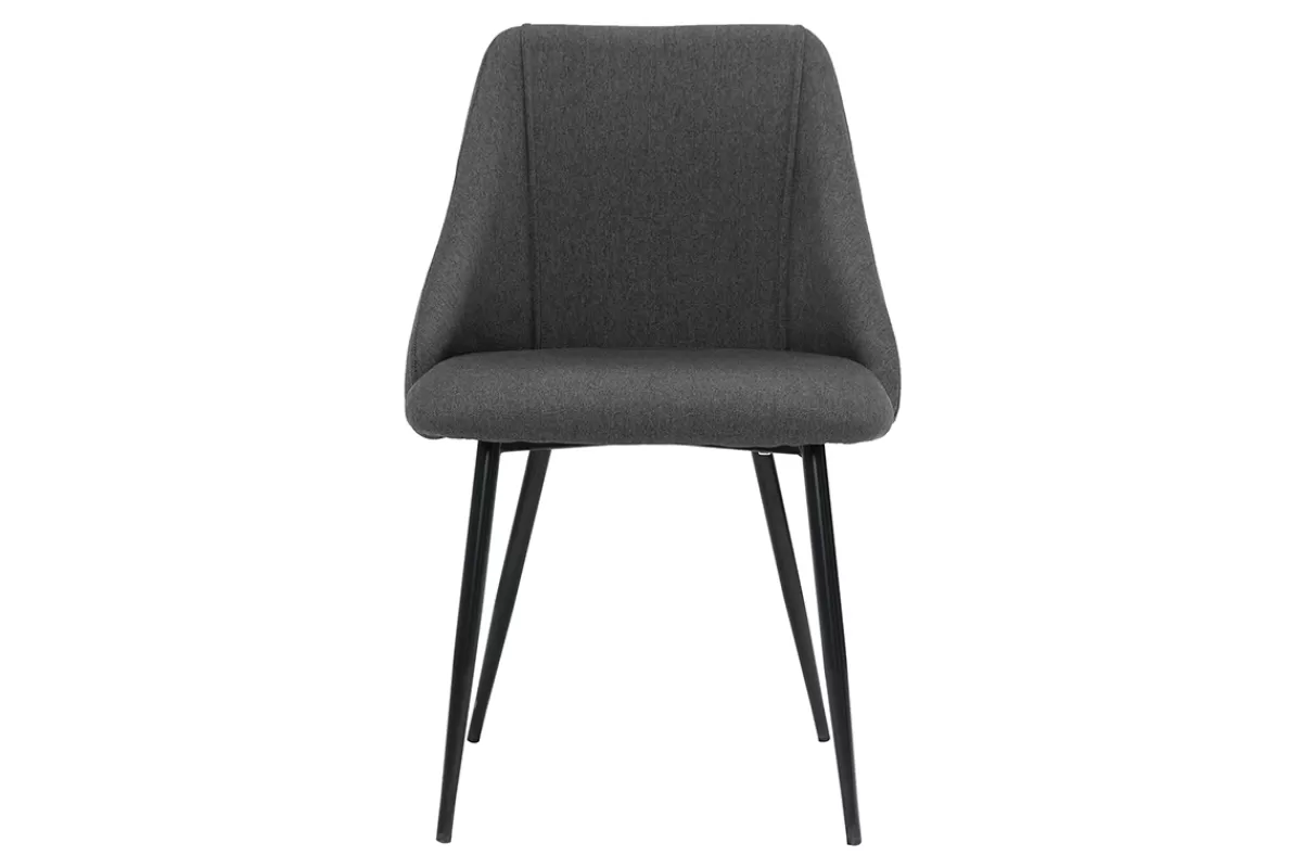 Miliboo Sillas Modernas-Set de 2 sillas de tela gris oscuro con patas de metal HIGGINS