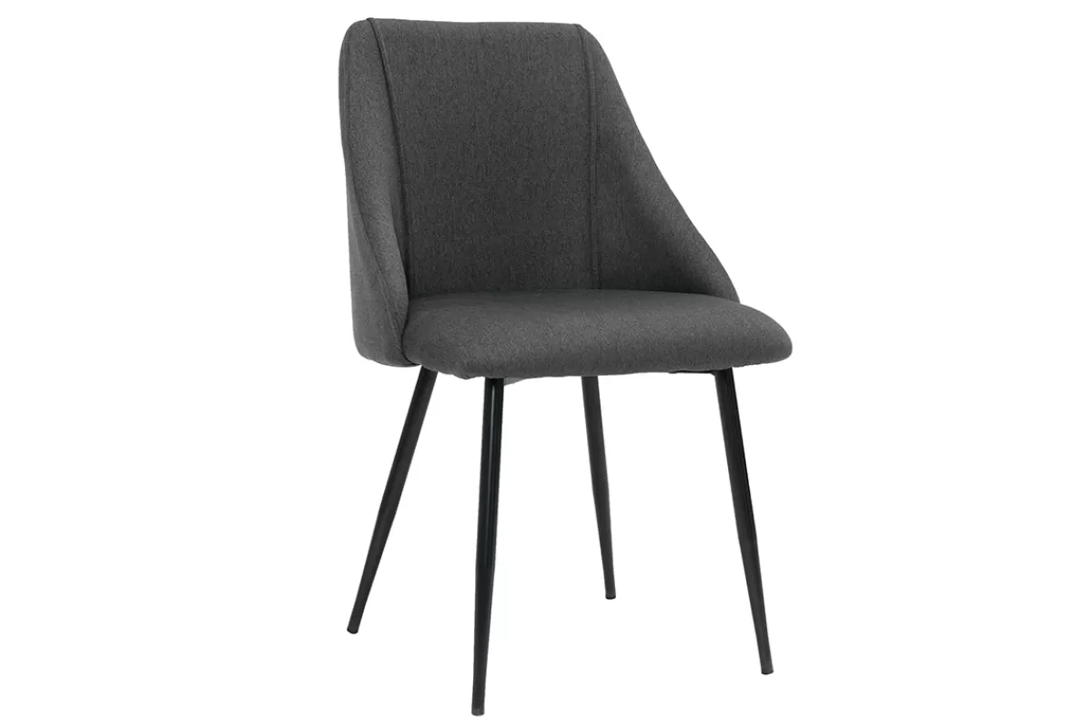 Miliboo Sillas Modernas-Set de 2 sillas de tela gris oscuro con patas de metal HIGGINS