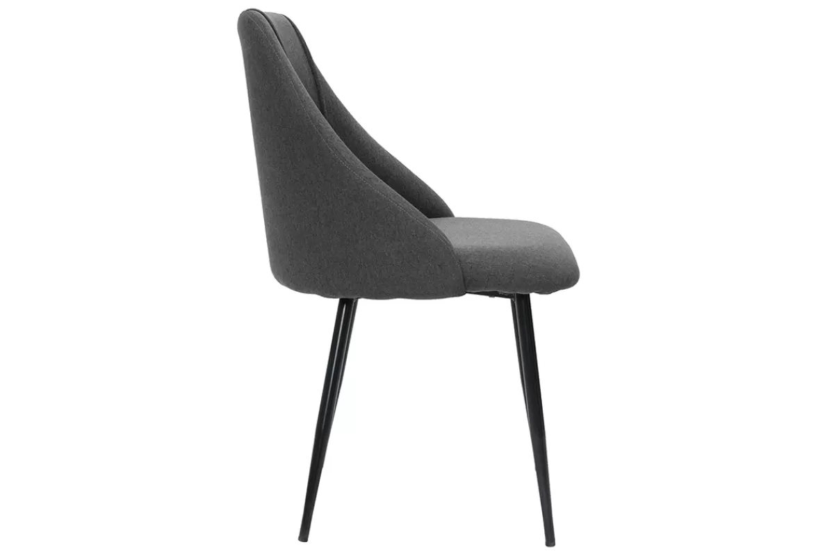 Miliboo Sillas Modernas-Set de 2 sillas de tela gris oscuro con patas de metal HIGGINS