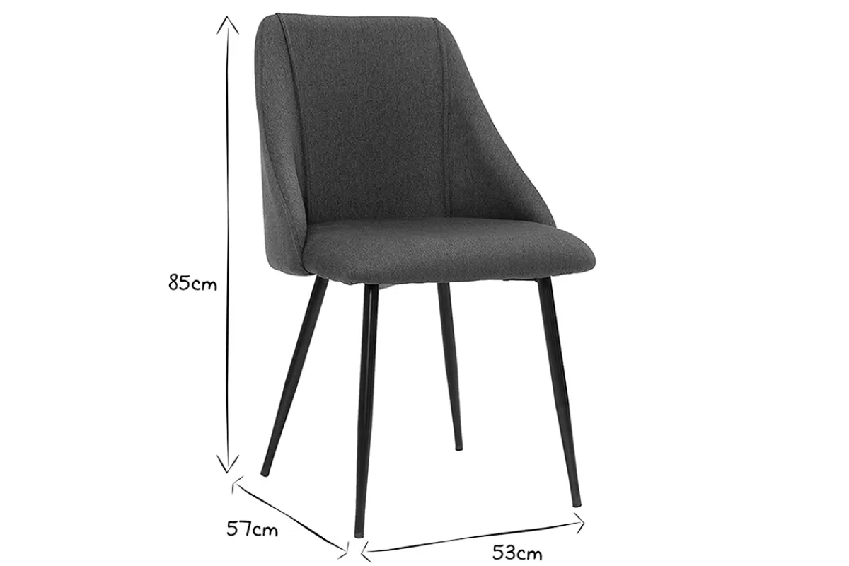 Miliboo Sillas Modernas-Set de 2 sillas de tela gris oscuro con patas de metal HIGGINS