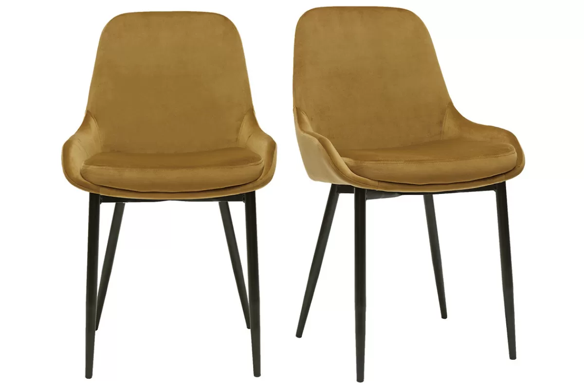 Miliboo Sillas Modernas-Set de 2 sillas de terciopelo color bronce HOLO