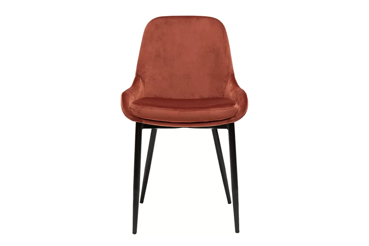 Miliboo Sillas Modernas-Set de 2 sillas de terciopelo color terracotta HOLO