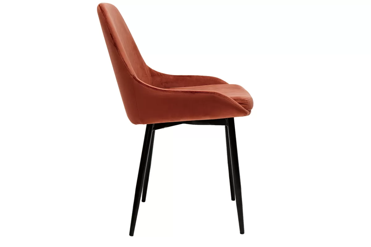 Miliboo Sillas Modernas-Set de 2 sillas de terciopelo color terracotta HOLO