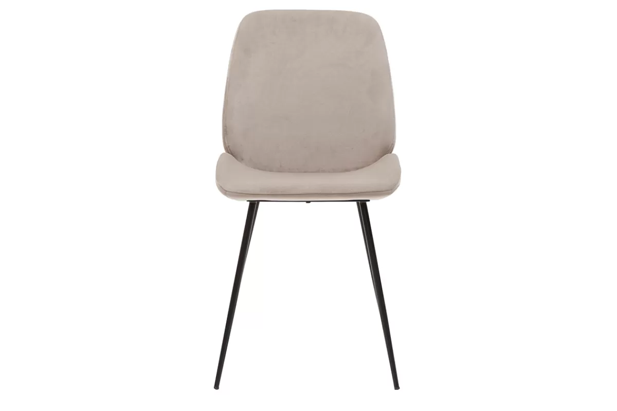 Miliboo Sillas Modernas-Set de 2 sillas de terciopelo color topo con patas de metal negro KAOLY