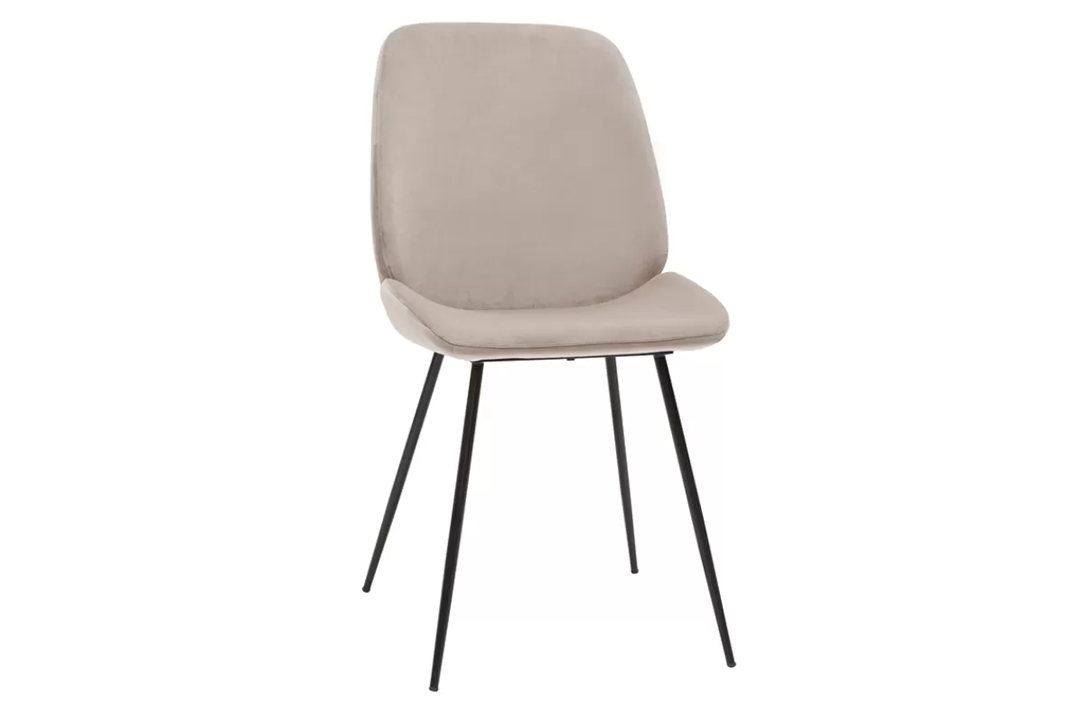 Miliboo Sillas Modernas-Set de 2 sillas de terciopelo color topo con patas de metal negro KAOLY
