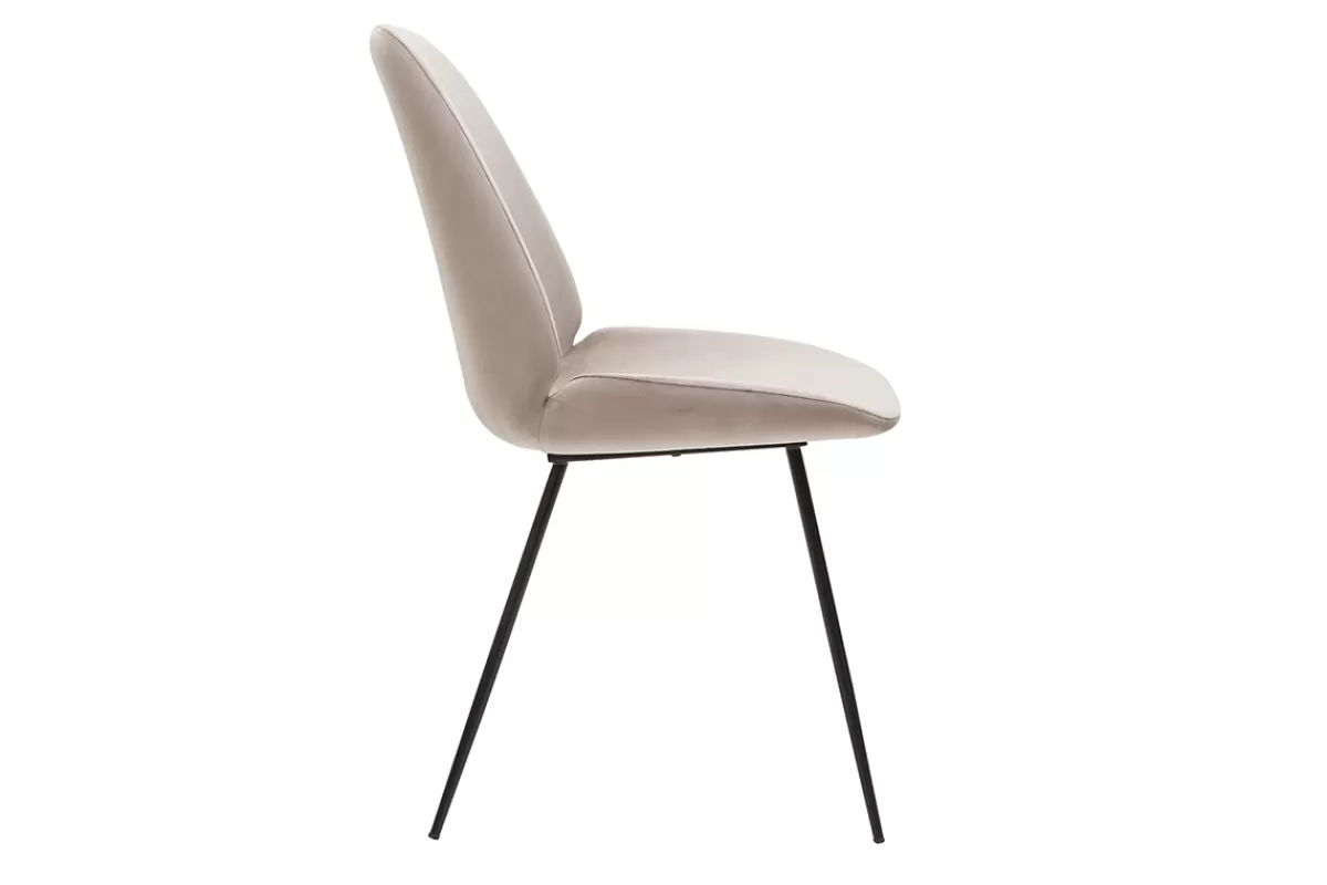 Miliboo Sillas Modernas-Set de 2 sillas de terciopelo color topo con patas de metal negro KAOLY