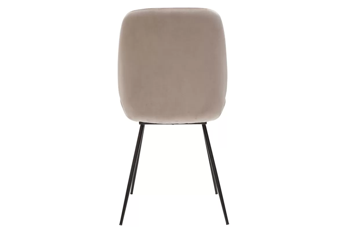 Miliboo Sillas Modernas-Set de 2 sillas de terciopelo color topo con patas de metal negro KAOLY