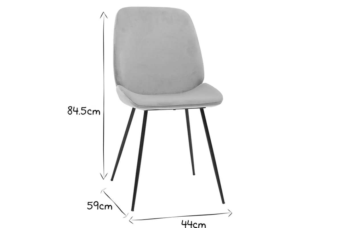Miliboo Sillas Modernas-Set de 2 sillas de terciopelo color topo con patas de metal negro KAOLY
