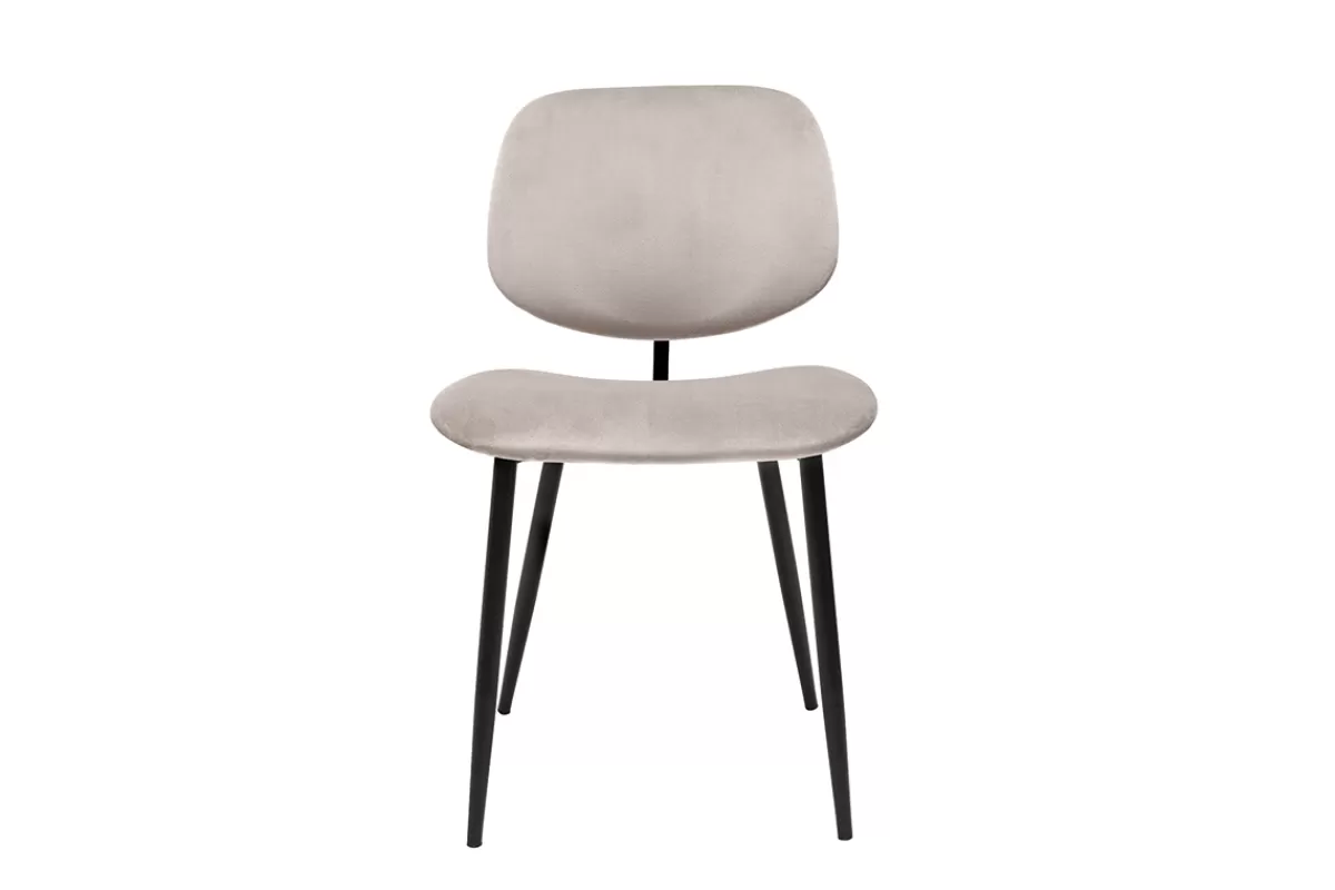 Miliboo Sillas Modernas-Set de 2 sillas de terciopelo color topo y metal negro TOBIAS
