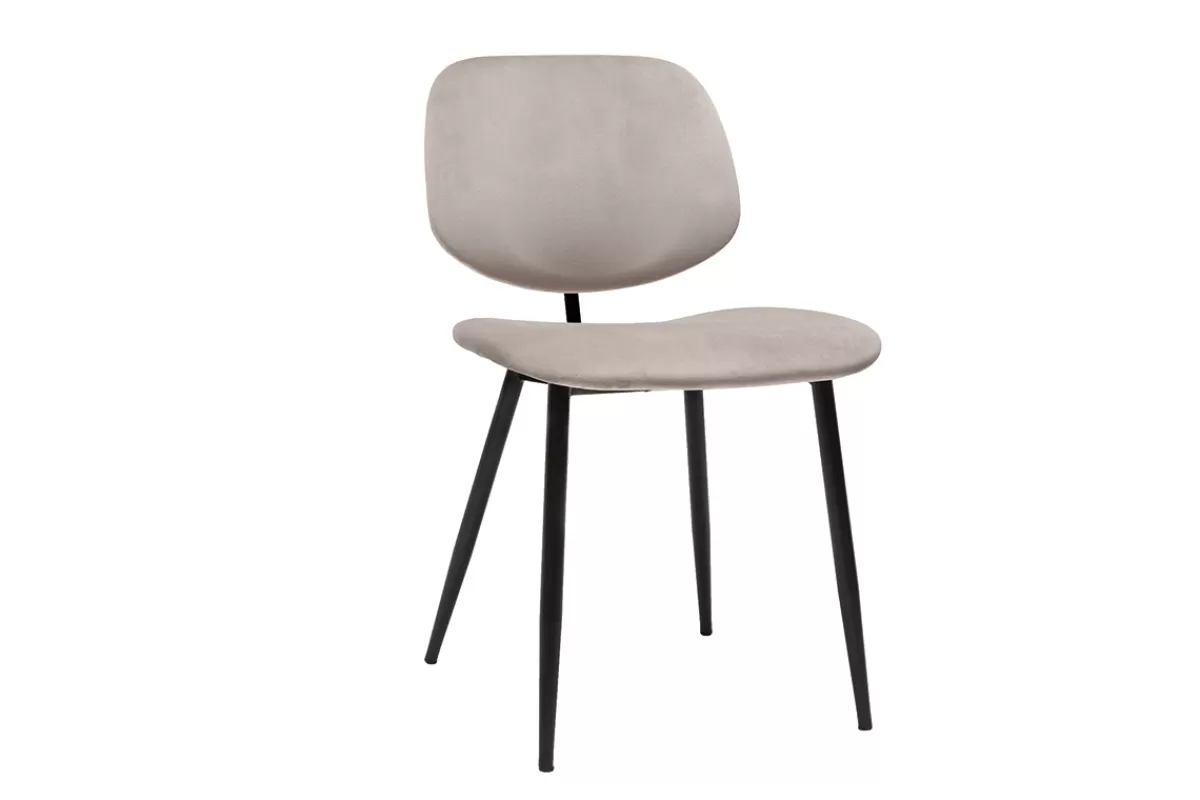 Miliboo Sillas Modernas-Set de 2 sillas de terciopelo color topo y metal negro TOBIAS