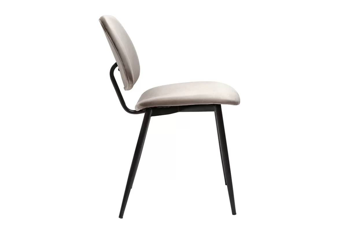 Miliboo Sillas Modernas-Set de 2 sillas de terciopelo color topo y metal negro TOBIAS