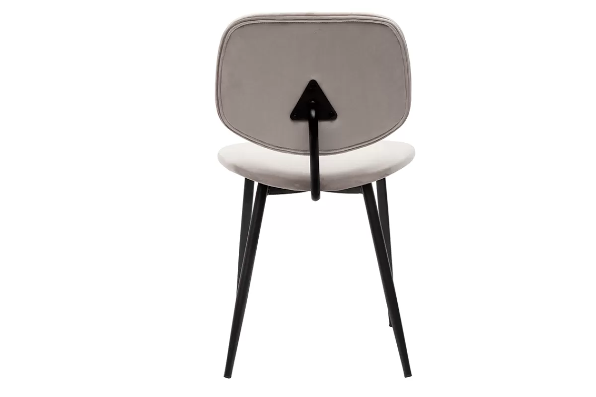 Miliboo Sillas Modernas-Set de 2 sillas de terciopelo color topo y metal negro TOBIAS