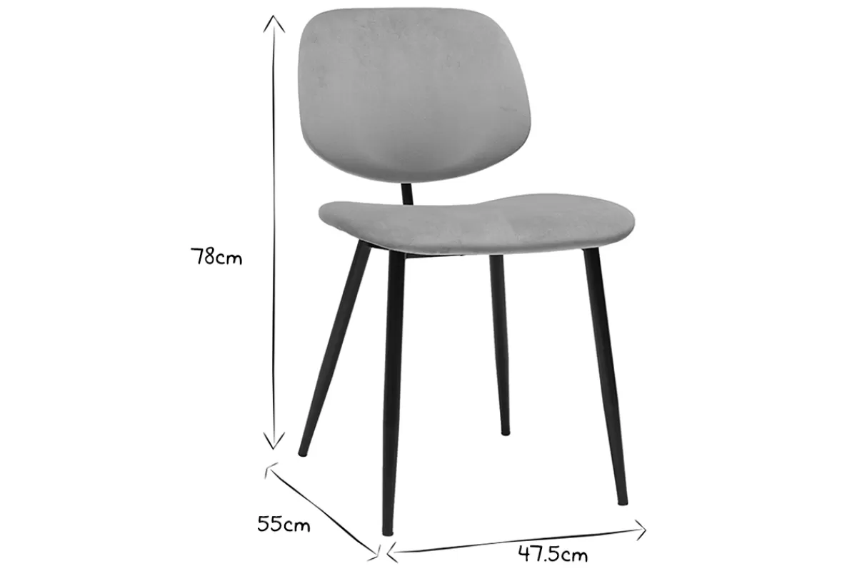 Miliboo Sillas Modernas-Set de 2 sillas de terciopelo color topo y metal negro TOBIAS