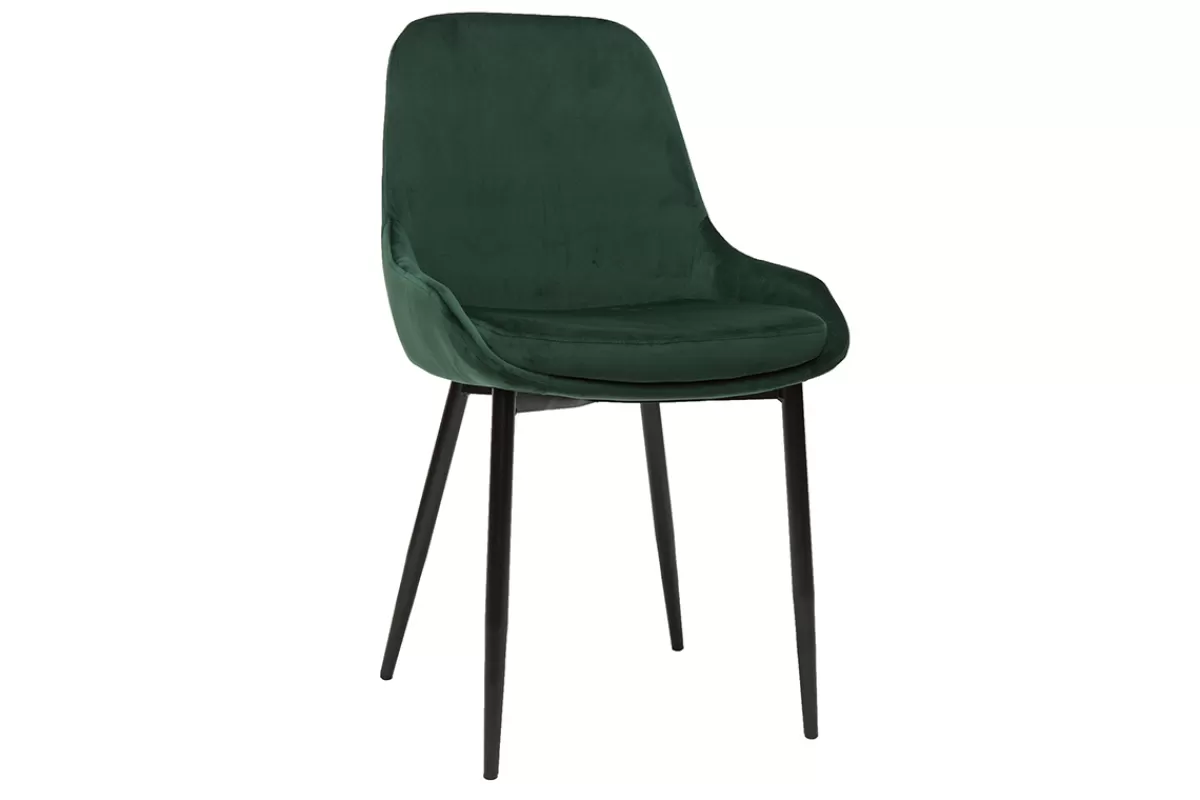 Miliboo Sillas Modernas-Set de 2 sillas de terciopelo color verde HOLO