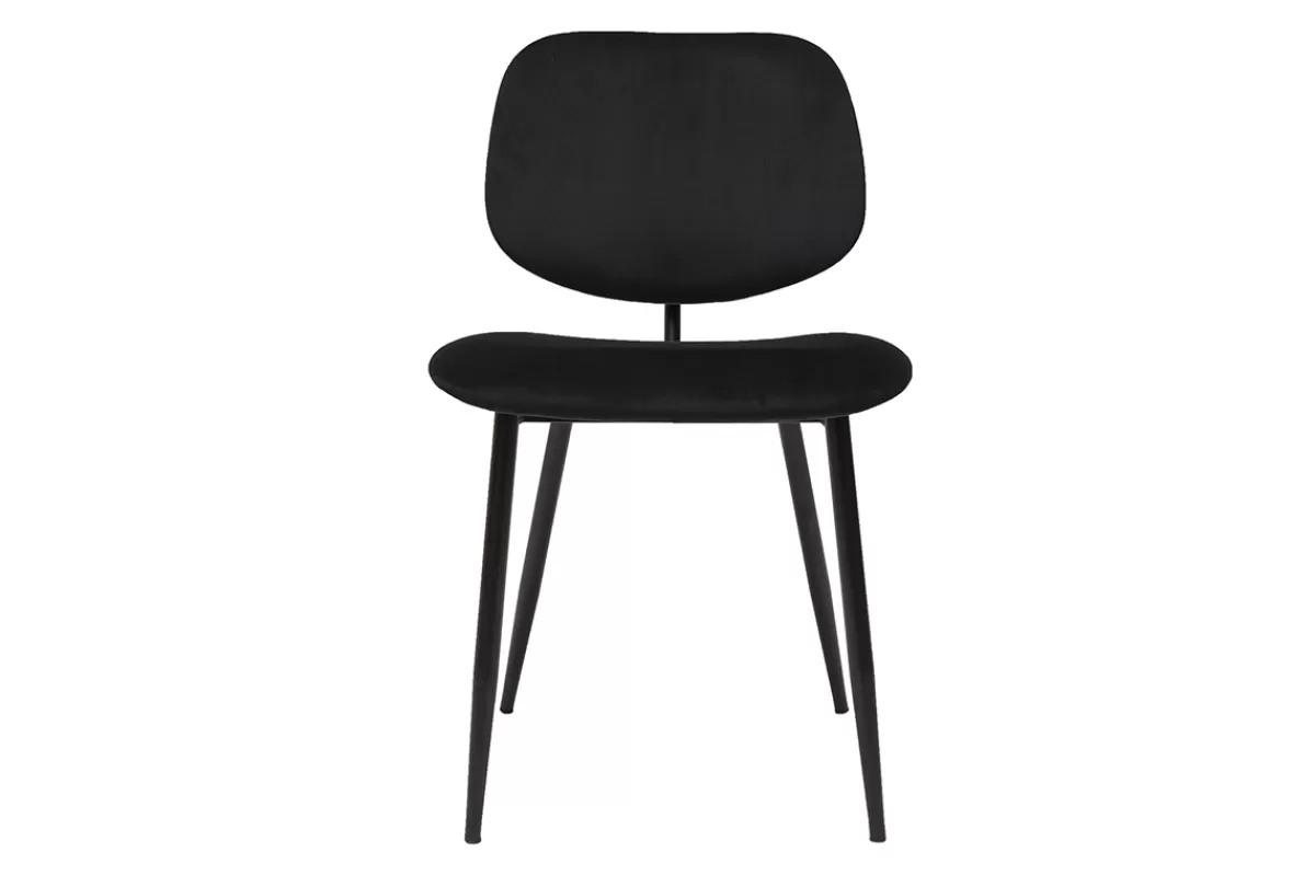 Miliboo Sillas Modernas-Set de 2 sillas de terciopelo negro y metal negro TOBIAS