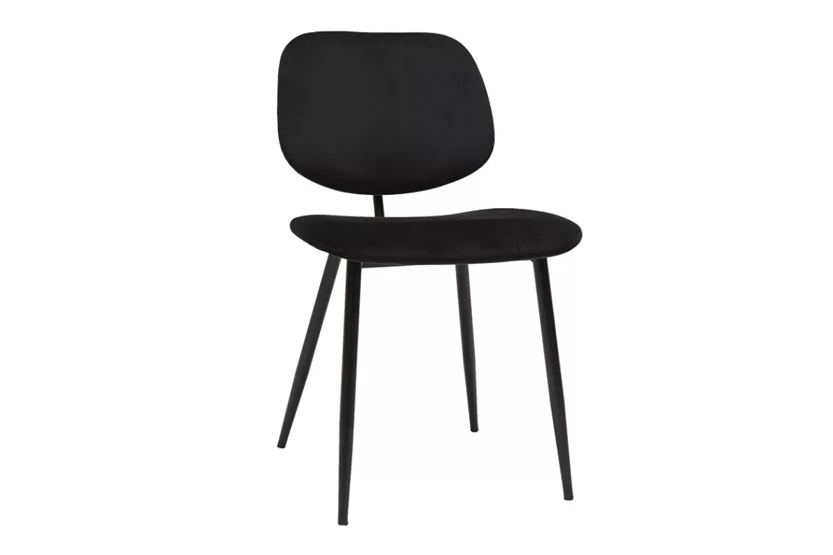 Miliboo Sillas Modernas-Set de 2 sillas de terciopelo negro y metal negro TOBIAS