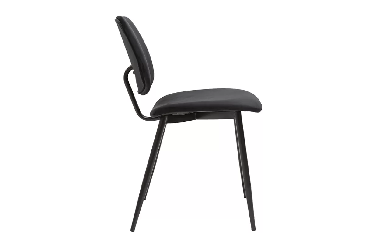Miliboo Sillas Modernas-Set de 2 sillas de terciopelo negro y metal negro TOBIAS