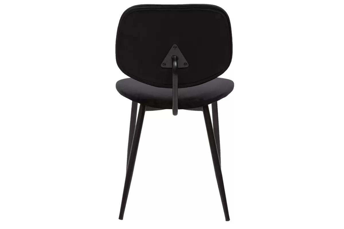 Miliboo Sillas Modernas-Set de 2 sillas de terciopelo negro y metal negro TOBIAS