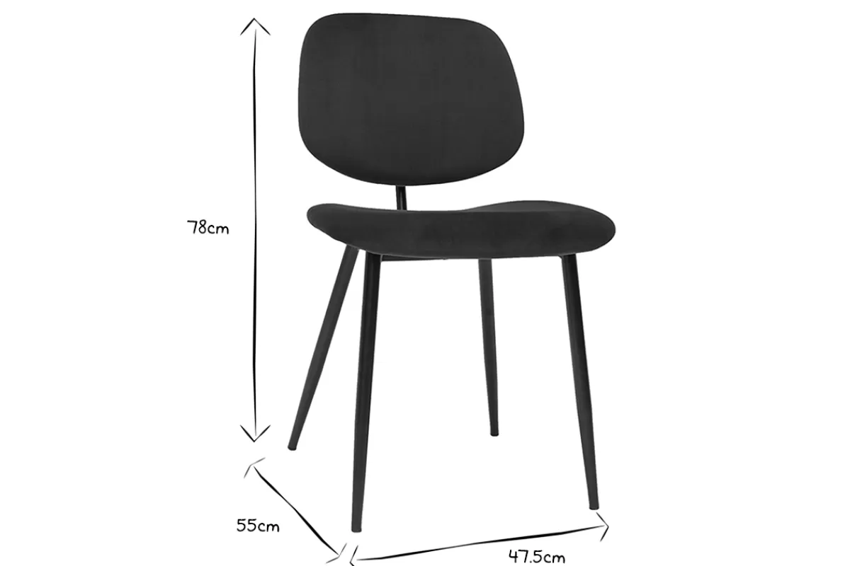 Miliboo Sillas Modernas-Set de 2 sillas de terciopelo verde y metal negro TOBIAS