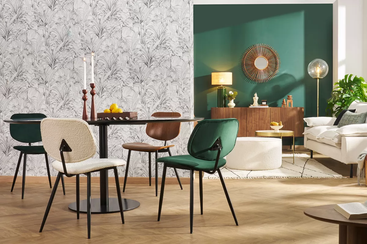 Miliboo Sillas Modernas-Set de 2 sillas de terciopelo verde y metal negro TOBIAS