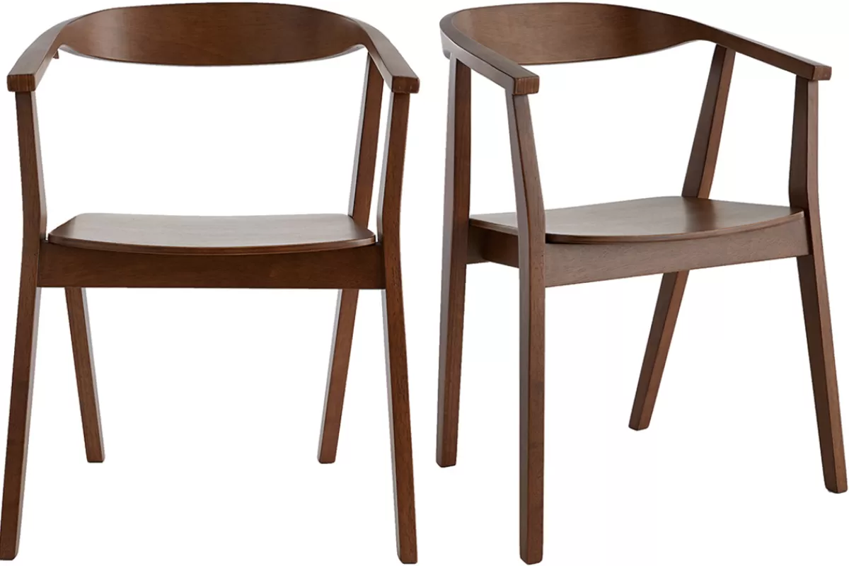 Miliboo Sillas Modernas | Sillas De Madera-Set de 2 sillas nórdicas de madera oscura BAHIA