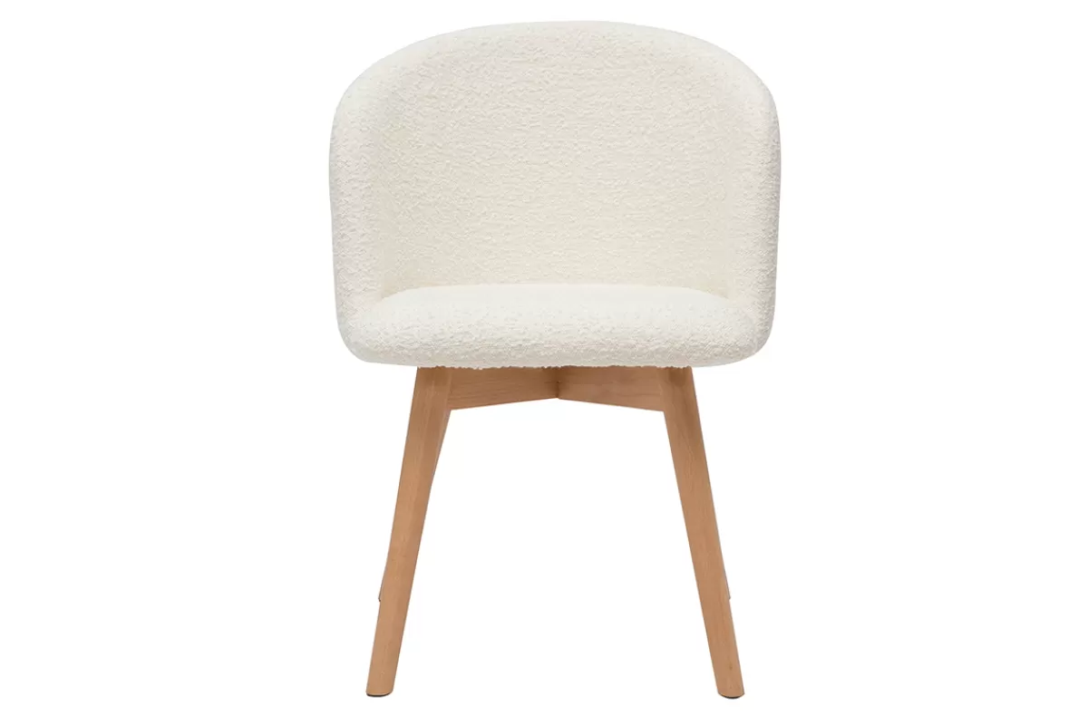 Miliboo Sillas Modernas-Set de 2 sillas nórdicas de tejido borreguillo y haya maciza VANITY