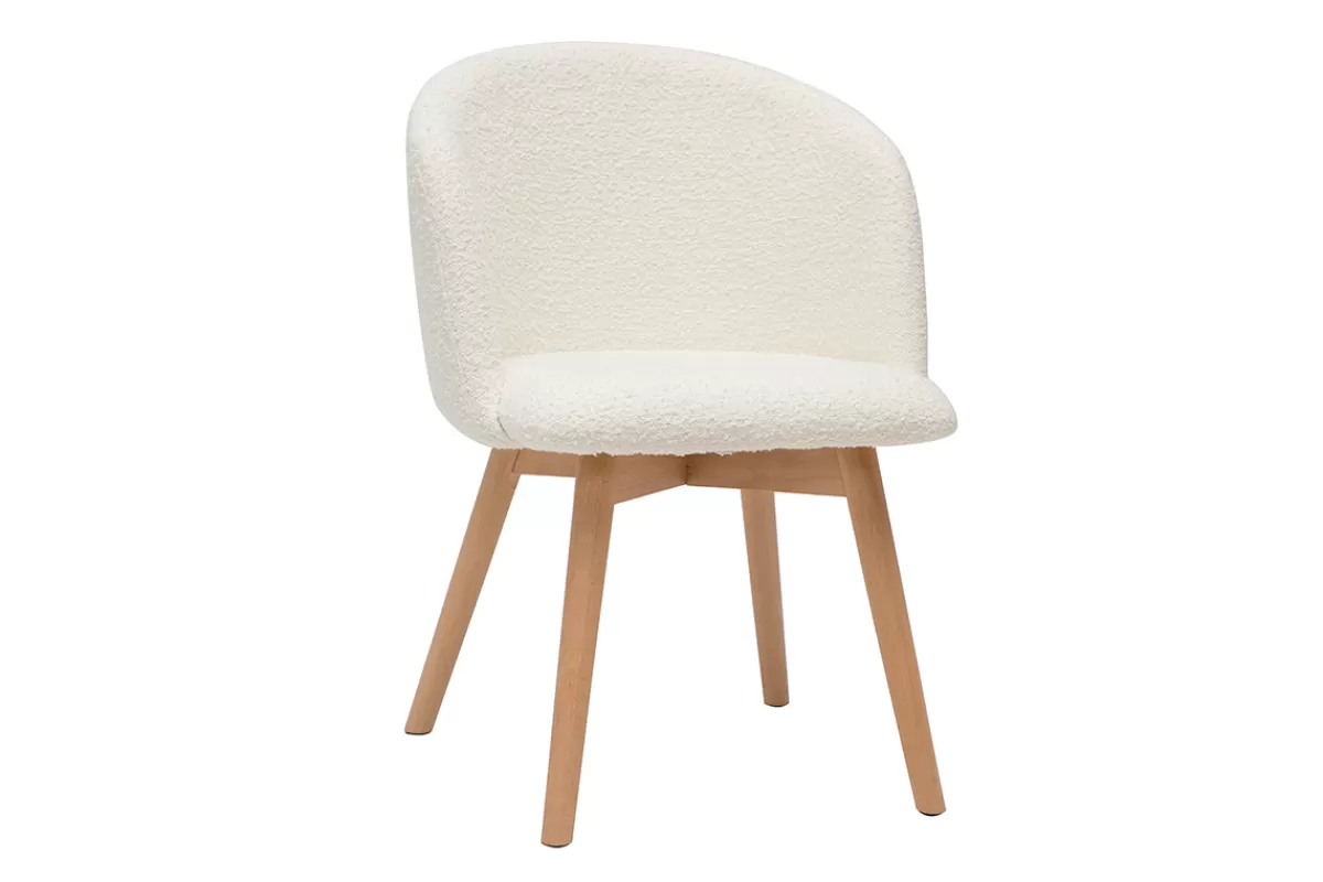 Miliboo Sillas Modernas-Set de 2 sillas nórdicas de tejido borreguillo y haya maciza VANITY