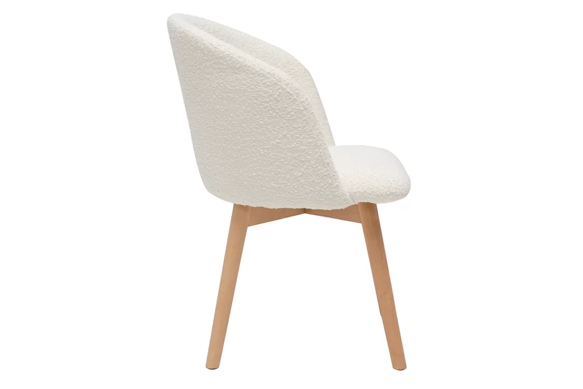 Miliboo Sillas Modernas-Set de 2 sillas nórdicas de tejido borreguillo y haya maciza VANITY