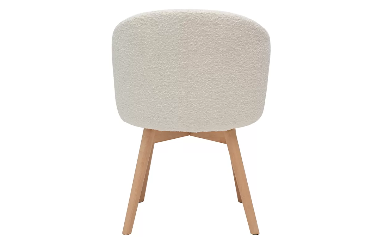 Miliboo Sillas Modernas-Set de 2 sillas nórdicas de tejido borreguillo y haya maciza VANITY