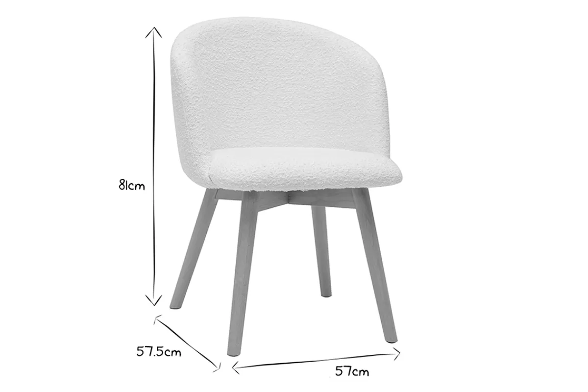 Miliboo Sillas Modernas-Set de 2 sillas nórdicas de tejido borreguillo y haya maciza VANITY