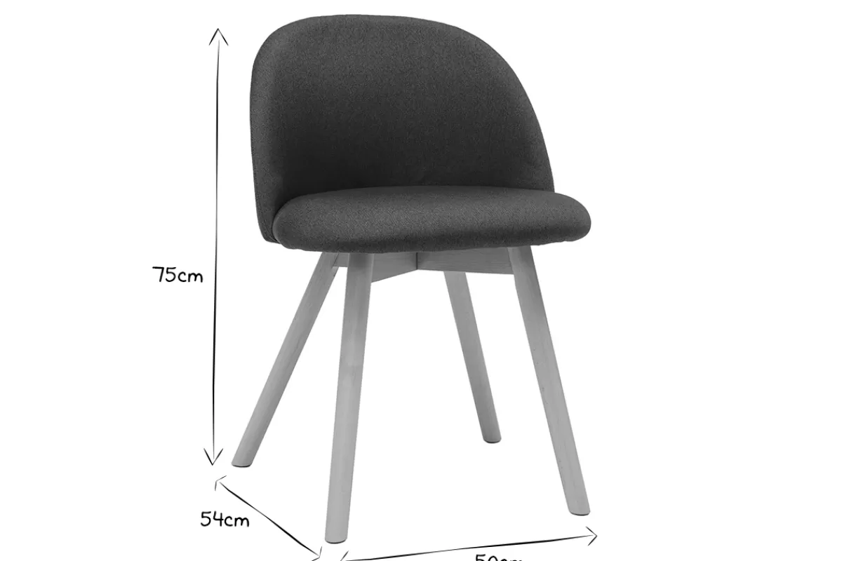 Miliboo Sillas Modernas-Set de 2 sillas nórdicas de tela azul petróleo y haya maciza CELESTE