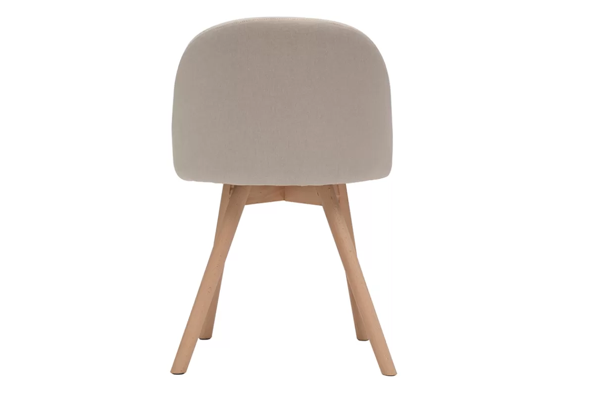 Miliboo Sillas Modernas-Set de 2 sillas nórdicas de tela beige y haya maciza CELESTE