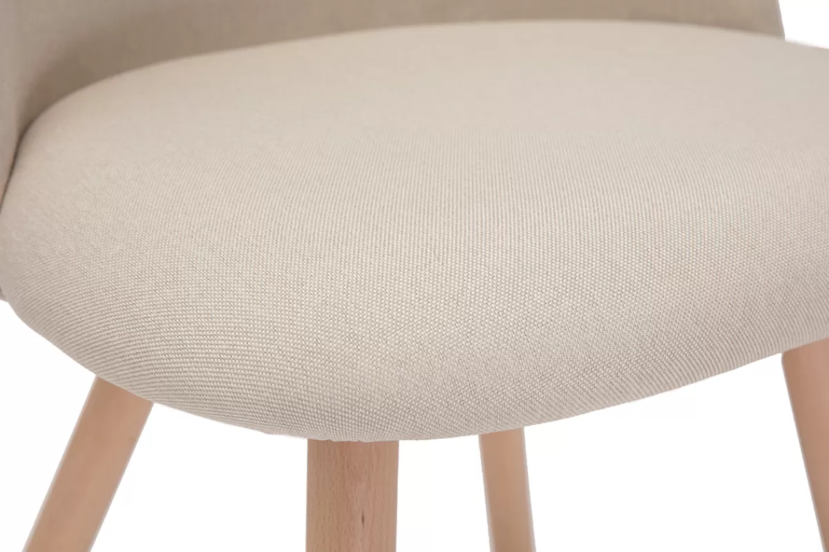 Miliboo Sillas Modernas-Set de 2 sillas nórdicas de tela beige y haya maciza CELESTE