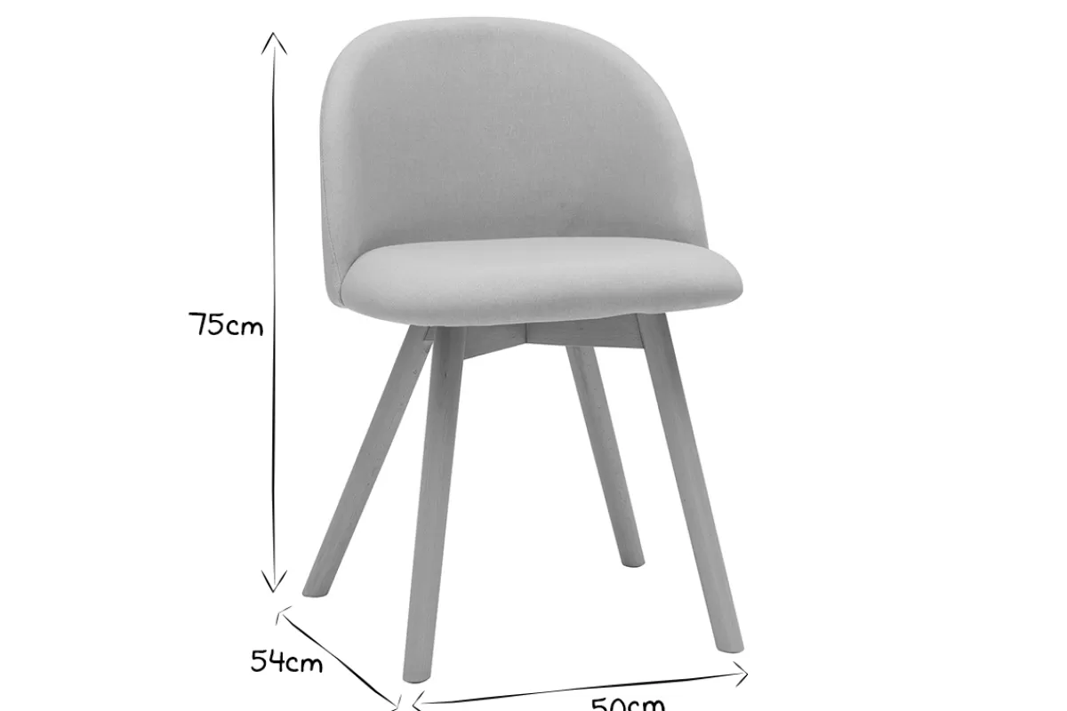 Miliboo Sillas Modernas-Set de 2 sillas nórdicas de tela beige y haya maciza CELESTE