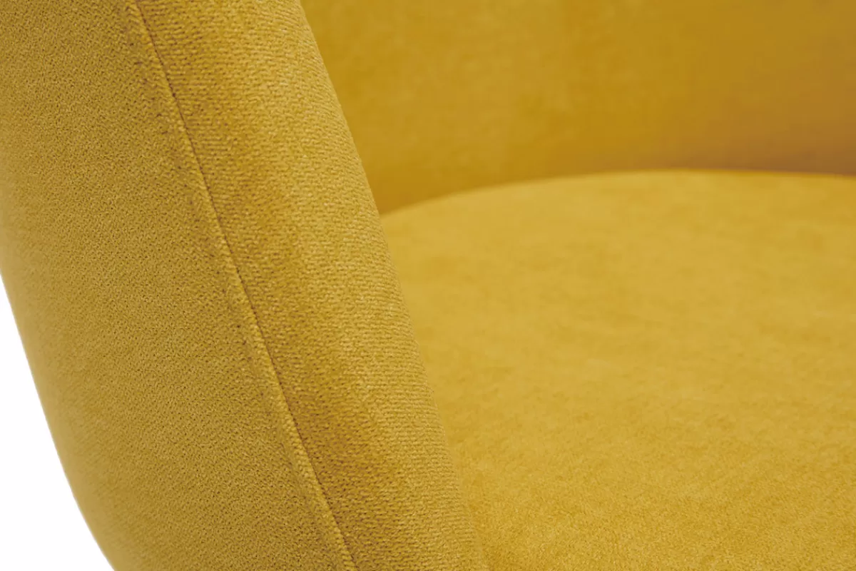 Miliboo Sillas Modernas-Set de 2 sillas nórdicas de tela efecto aterciopelado amarillo mostaza y haya maciza VANITY