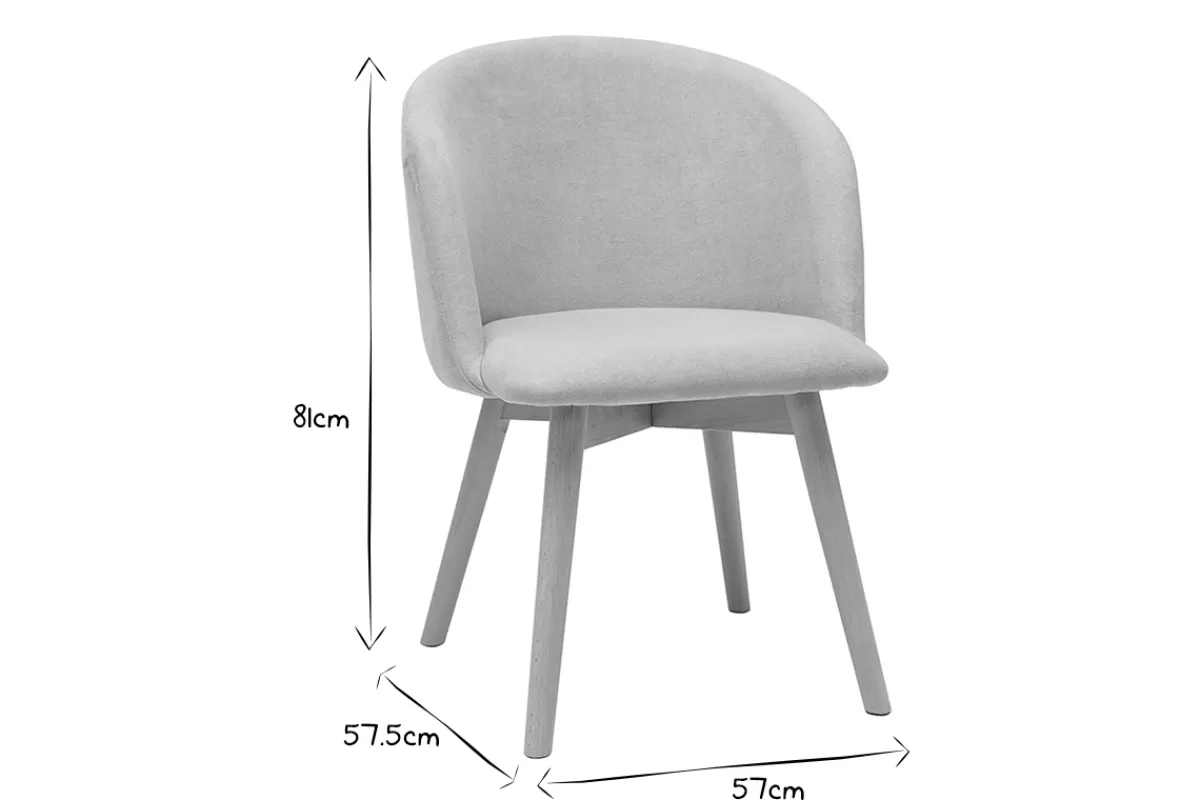 Miliboo Sillas Modernas-Set de 2 sillas nórdicas de tela efecto aterciopelado beige y haya maciza VANITY