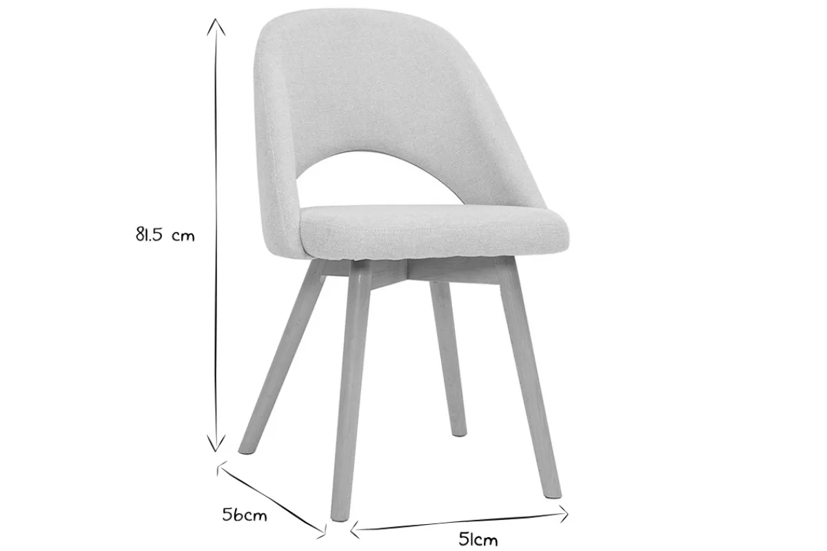 Miliboo Sillas Modernas-Set de 2 sillas nórdicas de tela efecto aterciopelado texturizado beige con patas de haya maciza COSETTE