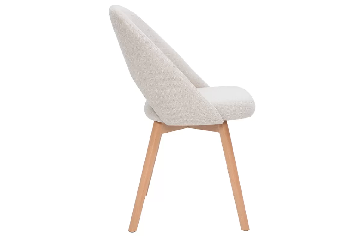 Miliboo Sillas Modernas-Set de 2 sillas nórdicas de tela efecto aterciopelado texturizado beige con patas de haya maciza COSETTE
