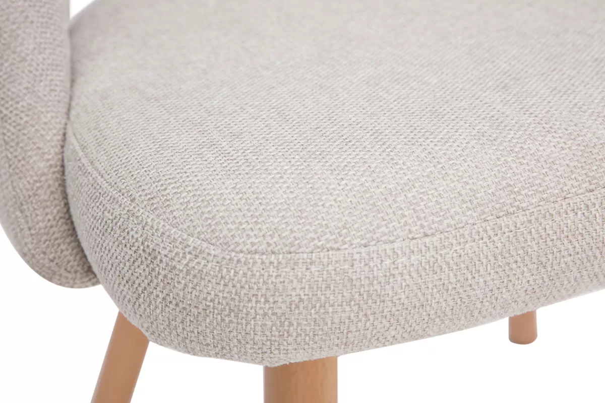 Miliboo Sillas Modernas-Set de 2 sillas nórdicas de tela efecto aterciopelado texturizado beige con patas de haya maciza COSETTE