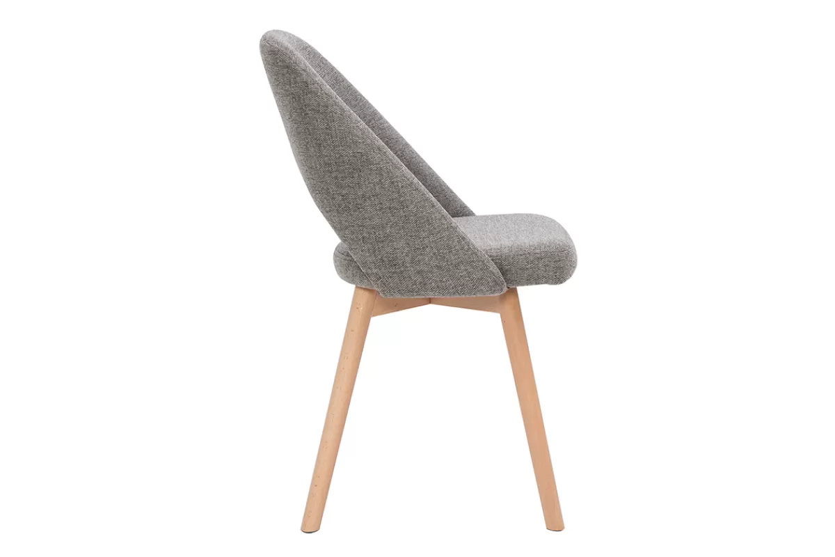 Miliboo Sillas Modernas-Set de 2 sillas nórdicas de tela efecto aterciopelado texturizado gris con patas de haya maciza COSETTE