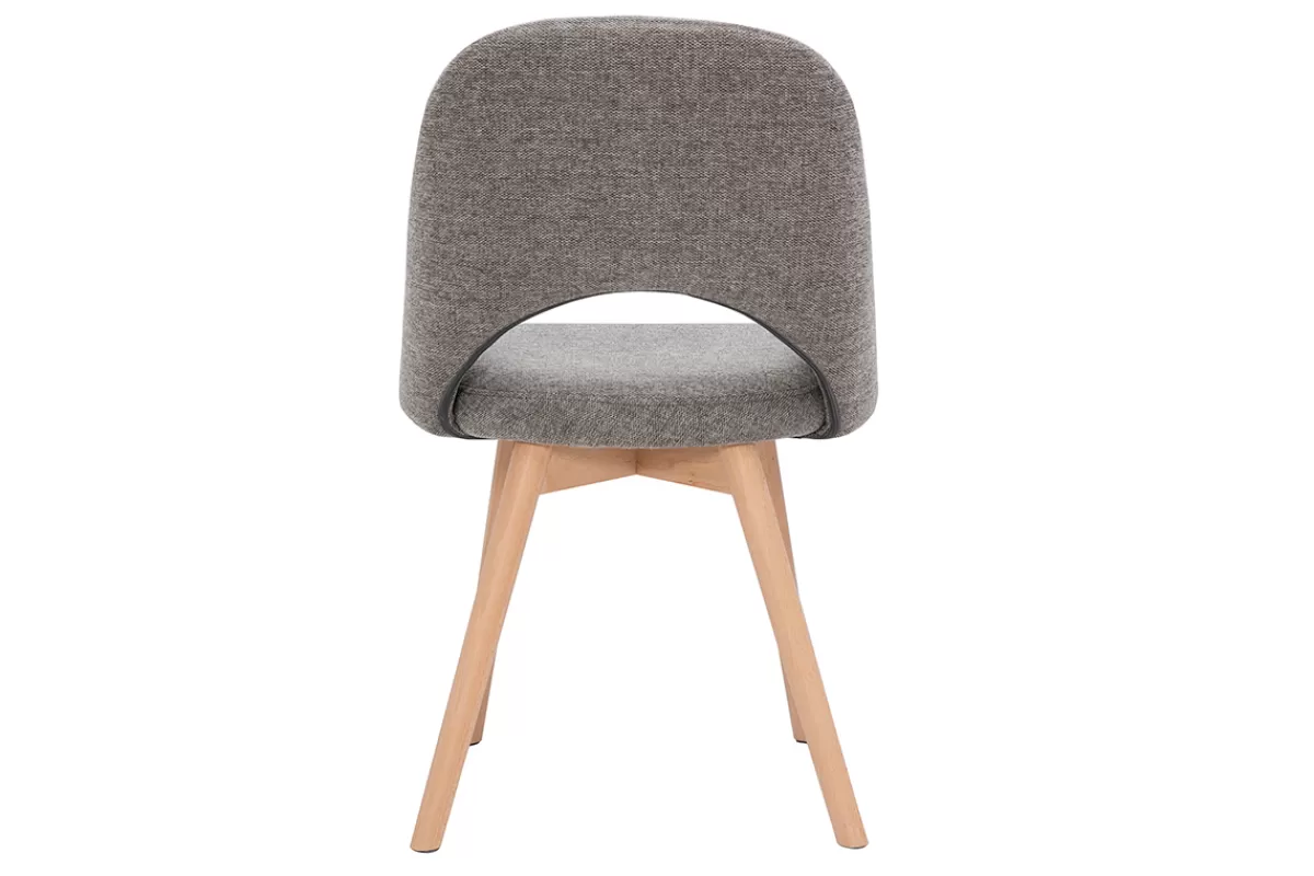 Miliboo Sillas Modernas-Set de 2 sillas nórdicas de tela efecto aterciopelado texturizado gris con patas de haya maciza COSETTE