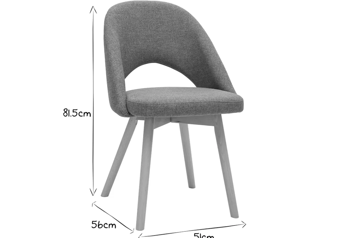 Miliboo Sillas Modernas-Set de 2 sillas nórdicas de tela efecto aterciopelado texturizado gris con patas de haya maciza COSETTE