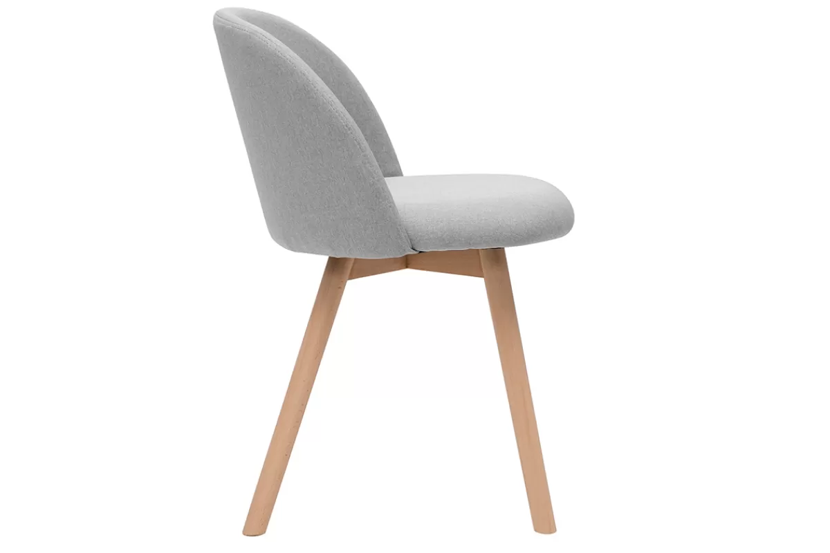 Miliboo Sillas Modernas-Set de 2 sillas nórdicas de tela gris clara y haya maciza CELESTE